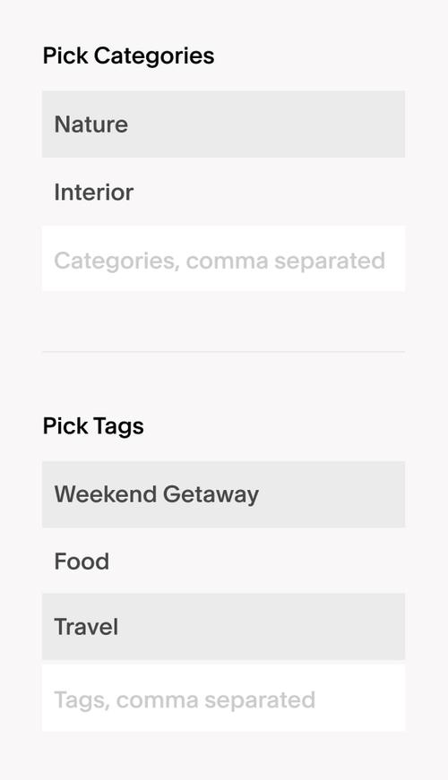 Add categories and tags