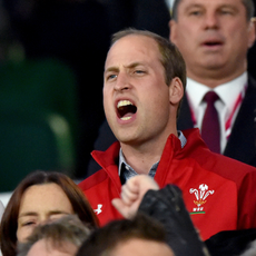 Prince Harry and Prince William, Duke of Cambridge attend the England v Wales match during the Rugby World Cup 2015 at Twickenham Stadium on September 26, 2015 in London, England